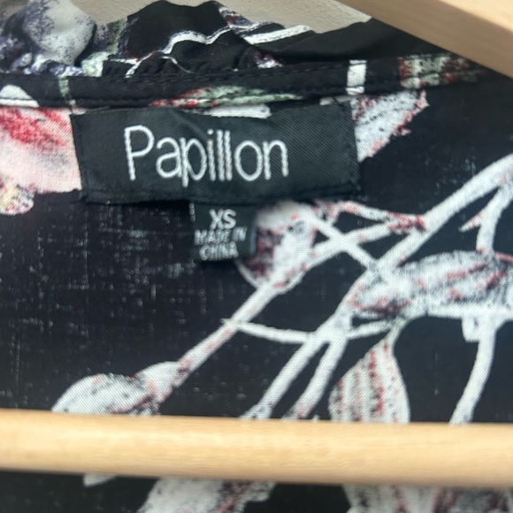 Papillon Floral Ruffled Hem Tiered Shift Dress XS Boho - Picture 6 of 10